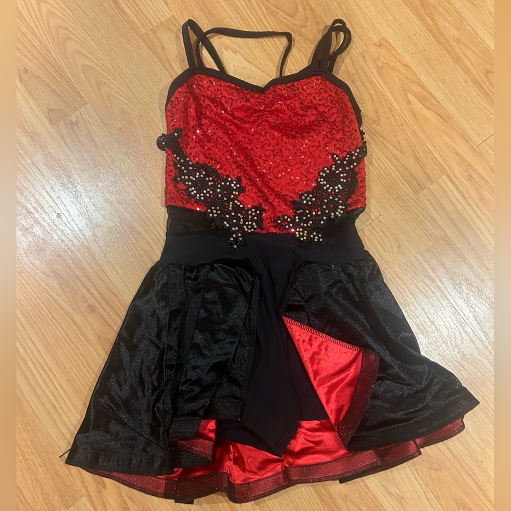 weissman red and black half skirt dance costume size small adult